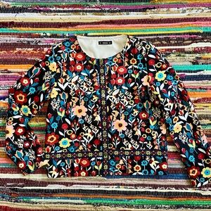 NWOT ~ SHEIN ~ Floral blazer jacket boho ribbon trim